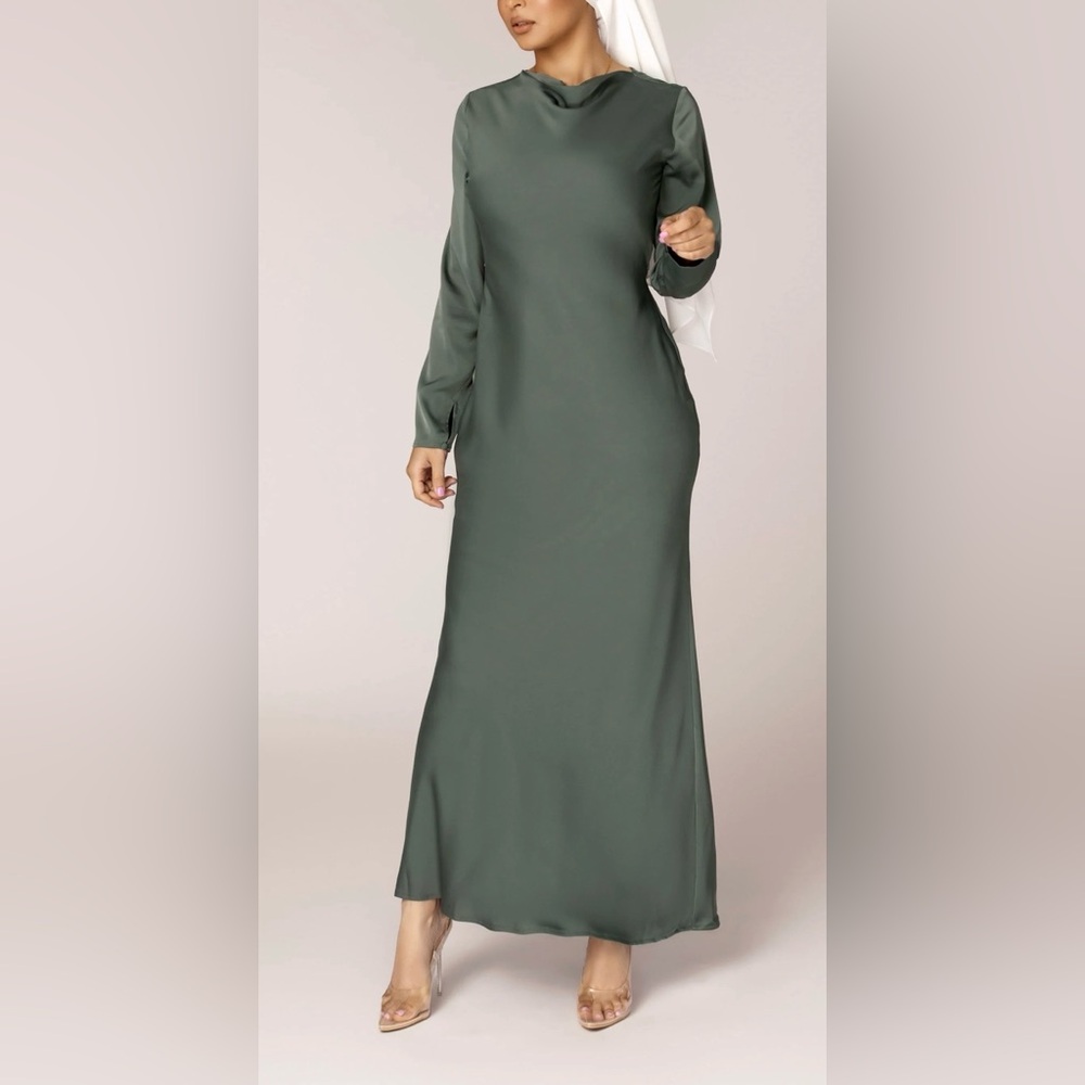 Sage Green Satin Maxi Dress